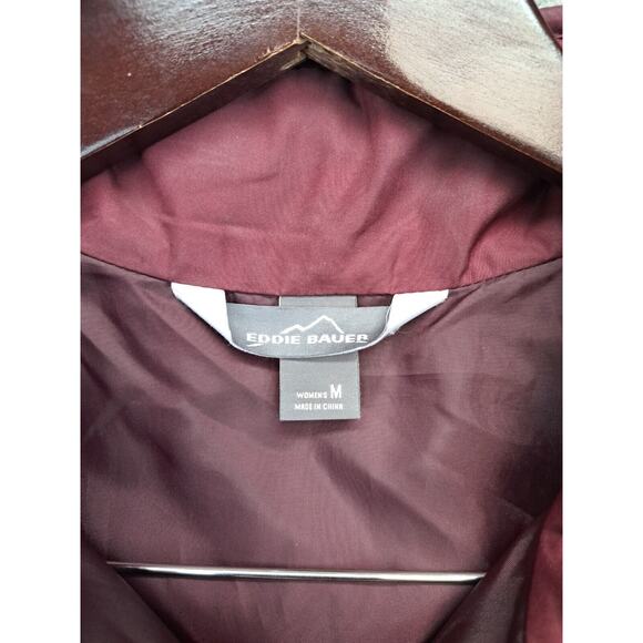 Eddie Bauer Women Medium Maroon Red Quilted Full Zip Fall Winter Jacket - Picture 2 of 7